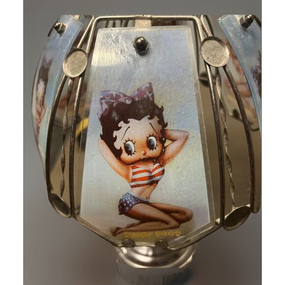 Rare Vintage 23" Tall BETTY BOOP USA BIKINI Glass Panel Table Lamp 3 Way Touch - Picture 8 of 8